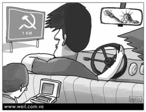 communism Lady liberty in rear view mirror